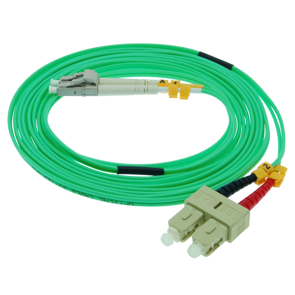 2m LC/UPC-SC/UPC OM3 Multimode Duplex OFNR 2.0mm Aqua Fiber Optic Patch ...